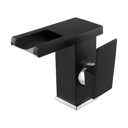 Drivstraw Robinet de lavabo cascade pour lavabo de salle de bain - Robinet mitigeur froid et chaud monté sur le pont avec flux d'eau éclairé par LED,...