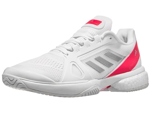 Adidas Women's Adidas by Stella McCartney Court Tennis Shoes White/Silver Metallic/Lucid Red 9.5 Medium