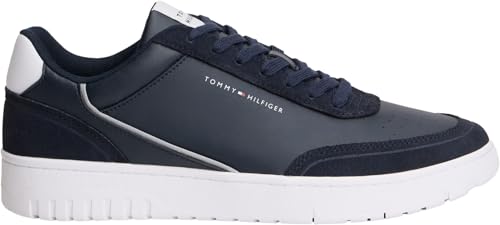 Tommy Hilfiger Herren Th Basket Core Leather Suede Mix FM0FM05881 Low-Top, Blau, Größe 40 – Ansicht 6