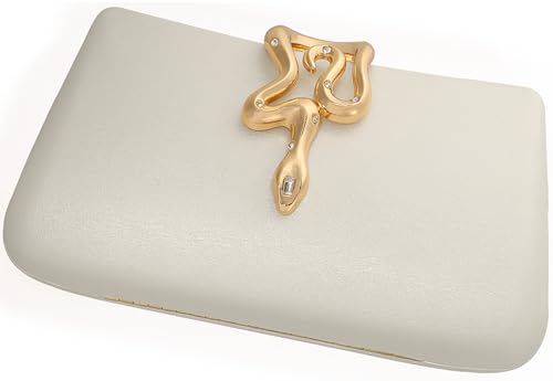 Image of Women's Formal Evening Clutch Purse Synthetic Leather with Snake Clasp, Detachable Strap for Wedding, Prom, Party