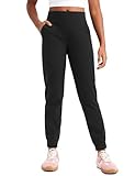 CRZ YOGA Butterlift Girls Joggers with Pockets - Athletic Active Casual Lounge Running Pants for Kids Teen Soft Black Medium