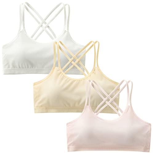 Happy Cherry Teens Girls Adjustable Training Bras Cotton Seamless Padded Lightable Sports Bra for Big Kids