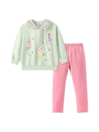 Image of TCWWBB Girls Clothes Set Kids Outfits Toddler Cute Unicorn Bunny Dancing Print Cotton jumper long Sleeve Shirt Dresses Tops Leggings Trousers Pants 2 Piece Clothing Set Age 1-7 Years Old