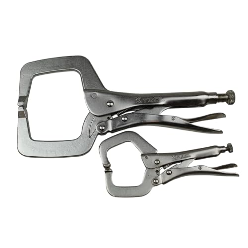 K Tool International KTI58730 58730 Automotive Vice Grip Locking Straight, Curved Jaw, Needle Nose Plier Set For Garages, Repair Shops, And Diy, Heat Treated Nickel Plated Steel thumb #1