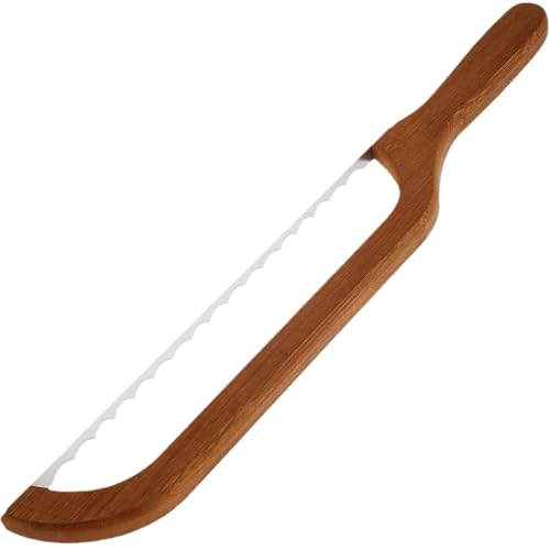 PanPara pan de levadura, cortadoraPara paneHecho en casa | Cortador de de panManual | Cortador de pan de dentada de acero inoxidable con mango de madera cómodo para palillos