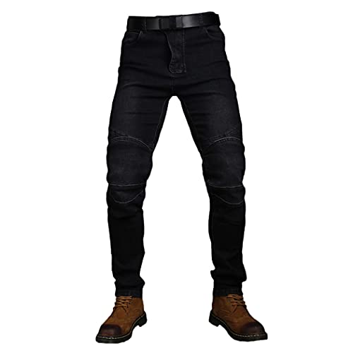 Pantalon de moto et cyclisme noir avec 5 protections anti-chute amovibles