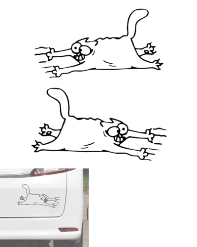 LEEQBCR 2 pièces Autocollants Voiture Cat,Design Mignon et Amusant,Personnalisation de Véhicule,Résistant aux Intempéries (18x9.7 cm)