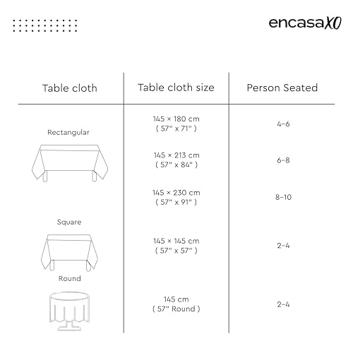 Encasa XO Dining Table Cover Cloth for 4 to 6 Seater (56"x72") | Cotton Rectangular Dining Table Cloth – Machine Washable Rectangle Tablecover for Wedding, Party, Buffet – Daisy Grey