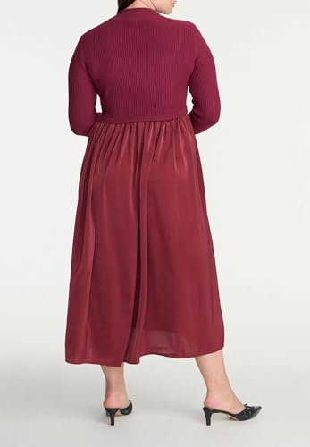 ELOQUII Elements Women's Plus Size Mockneck Twofer Midi Dress4