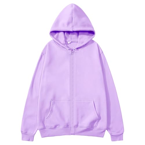 Mans Hoodie Full Zip Up Drawstring Hooded Jacket Drop Shoulder 2025 Casual Fall Winter Sweatshirts with Pocket