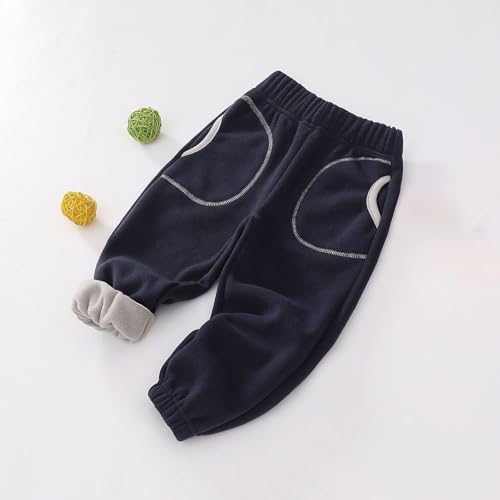 Boys Girls Elastic Waist Sports Pants Comfortable Active Pants Fall Winter Warm Thicken Fleece Lined Sweatpants2