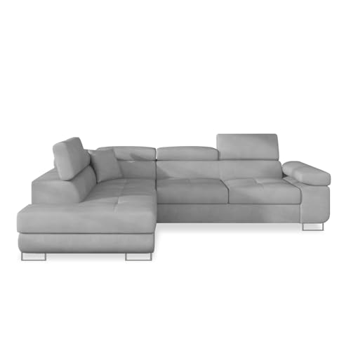 INTENSE DECO Canapé d'angle Gauche Convertible Marius Velours Gris