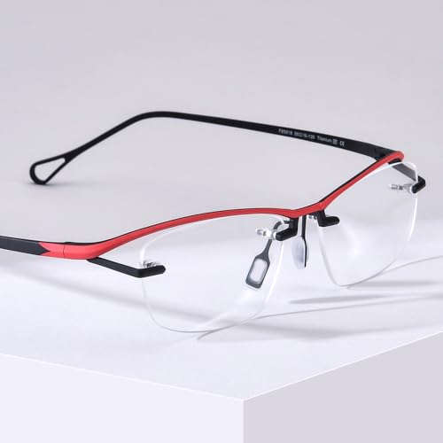 Image of FONEX Pure Titanium Glasses Frame Men Semi Rimless Square Eyeglasses Eyewear DTX416