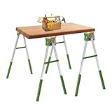 Klappbare Sägeböcke im Doppelpack, robuste, verstellbare Sägeböcke mit Holzhalterungen, leicht und tragbar, ideal für Schreiner, Baustellen, Höfe, Garagen, Lagerhallen und Fabriken.(Green)