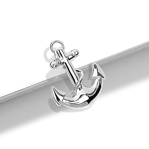 Vintage Nautical Sailboat Navy Rudder Anchor Brooch Pin Sailor Seaman Badge Jewelry Ship Wheel Pin (Silver Anchor) #TOP2