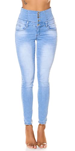 Koucla Jeans High Waist Damen Skinny Jeans Jeanshose Corsage Look (38,...
