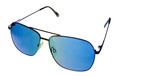 Kenneth Cole Rectangle Metal Aviator Mens Gunmetal Sunglass, Blue Flash Lens KC1371. 8V