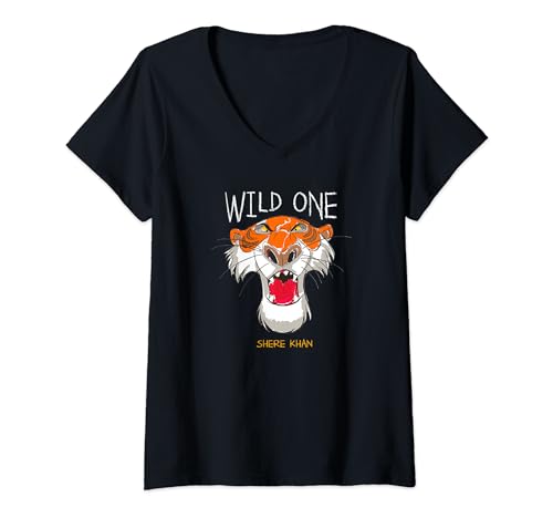 T-shirt Disney Shere Khan col V grand imprimé poster Wild One coupe ajustée