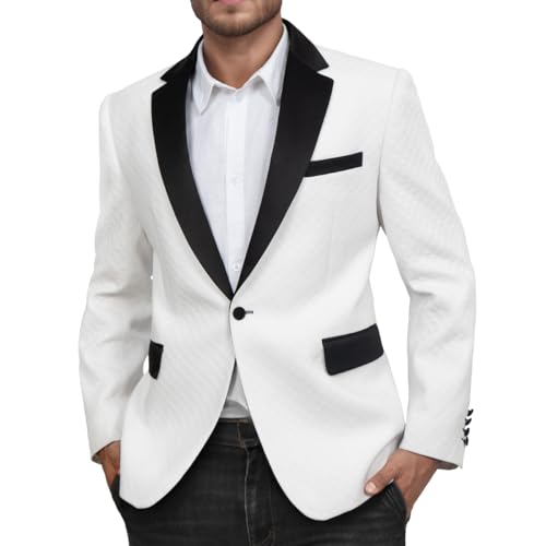 Men's White Prom Blazer One Button Slim Fit Jacket Sport Coat Tuxedo for Wedding Prom Party2