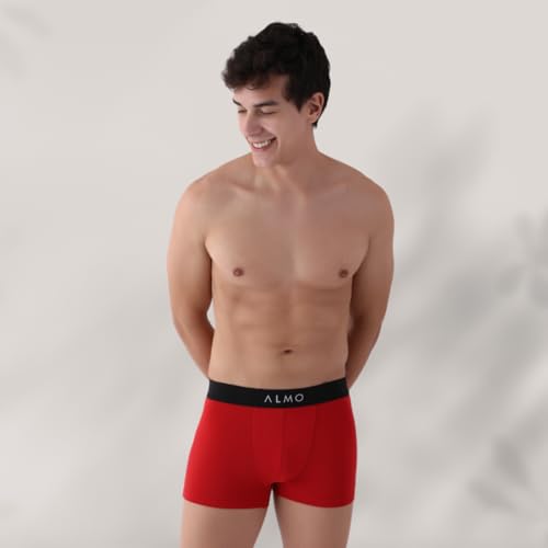 Image of ALMO Men's Micromodal Trunks (Pack of 5)| 3X Softer Than Cotton | Regular Fit | Ultrasoft Waistband | Metallic Collection