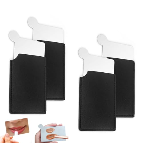 WJUAN Miroir de Poche en Acier Inoxydable – Étui Cuir, Anti-Choc – Parfait pour Maquillage et Voyage