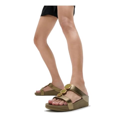 Image of FitFlop Halo Bead-Circle Metallic H-Bar Slides