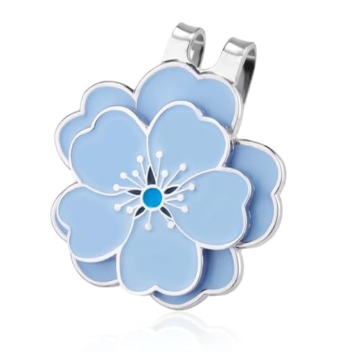 Marcador de Pelota de Golf Magnético con Clip para Gorra de Golf, Juego de Marcadores de Pelota de Golf con Forma de Flor para Bolsas De Golf, Gorras, Mujeres y Hombres (Azul)