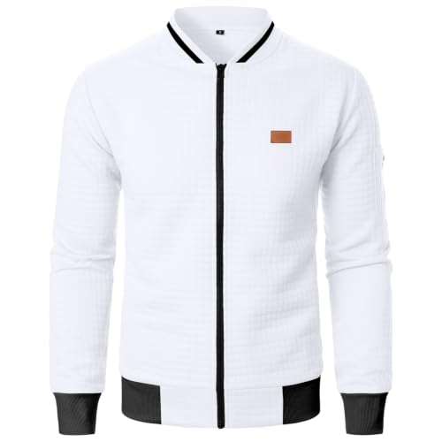 Quilted Bomber Jacket Men Lightweight Zipper Fall Jacket with Sleeve Pocket - image 4