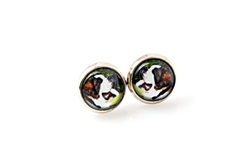 Imagen de Pendientes Art-Dog con foto de perro Joyeria artesanal Diametro 12mm Sin alergia