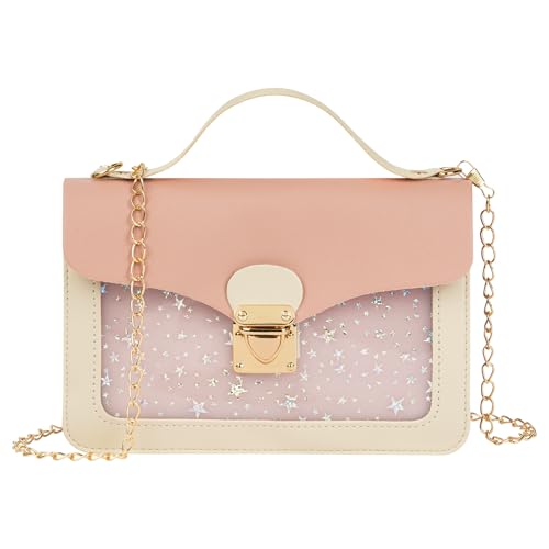 Ainiv Mini Sac à Bandoulière pour Filles, Tendance Sacoche Besace, Mini Sacs à Main à Chaîne pour Femme, Sac à Bandoulière à Paillettes Etoilées avec...