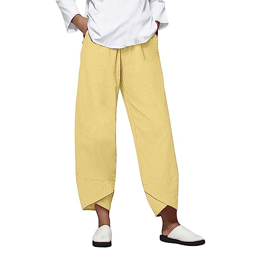 DABAOK Pantalones de senderismo para mujer - Tamaño más Pantalones de senderismo para mujer, amarillo, XXXXL