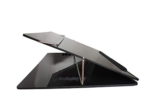 Goodwill Tech™ 15 * 21 inch Acrylic Table Top Elevator Writing Desk with Adjustable Height for Offices, Conference and Study Rooms-(Smoke Black)