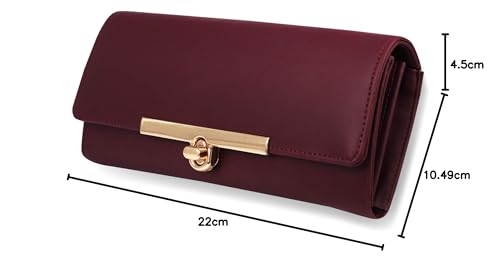 ALSU Women's Maroon Hand Clutch Wallet Purse Trendy Lock Closure |Phone Holder|4 Cards Pocket (ldu-012mar) 7 31UkC24zchL