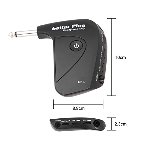 Henniu Plugue de guitarra elétrica GP-1 Mini amplificador de fone de ouvido com efeito de distorção