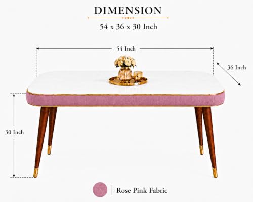 Image of WOODEN SPACE Majestic 4 Seater Wooden Dining Table Set | Urban Marble Top Dining Table with Chairs for Dining Room & Kitchen (Pink Modern Grand Aura) (54 x 36 x 30 inch)
