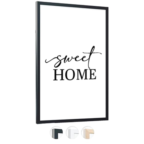 edihome, Cornice 50x70, Legno, Portafoto da Parete, per Maglia da Calcio, Poster, Laminato Acrilico, Cornici, per Quadri (Nero, 50x70)