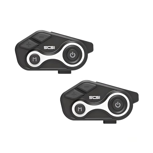 SCSETC Motorcycle Bluetooth Helmet Intercom Headset, 2 Riders 1000M Communication, IP67 Waterproof, Hands-Free Calling, Stereo Music, GPS Navigation, Dual Microphones, 1 Pack