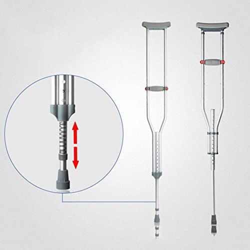 Stampelle Mediche da Passeggio (1 Paio) con Ascelle e Impugnature, Stampelle per Adulti Regolabili (Assorbimento degli Urti a Molla Interna), Stampelle da Viaggio Leggere per Giovani/Adulti/Adulti