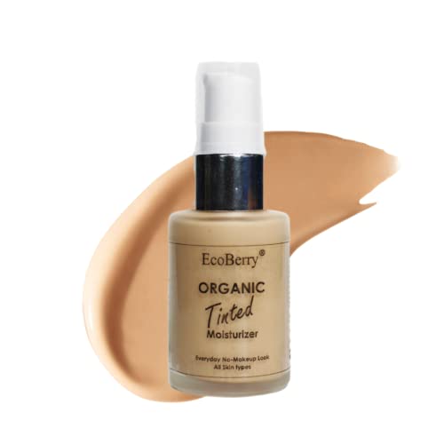 EcoBerry Organic Tinted Moisturizer | Everyday No Makeup Look | Sheer Coverage | Organic | Semi-Matte | Light Weight | Non-Comedogenic | Hypoallergenic | Natural | Handmade | Chemical Free (Light)