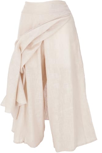 GURU SHOP Ethno Hosenrock, Boho Maxirock, Sommerrock - Leinenfarben,...
