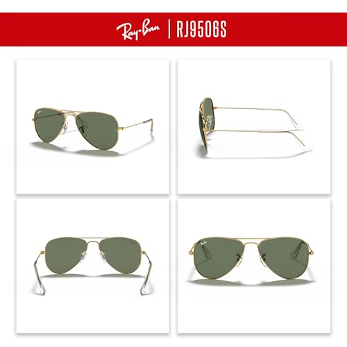 Ray-Ban Junior Kids' Aviator RJ9506S 223/71 50MM Arista/Dark Green Aviator Sunglasses for Boys for Girls +Bundle with Accessory Eyewear Kit by Ray-Ban - Image 3