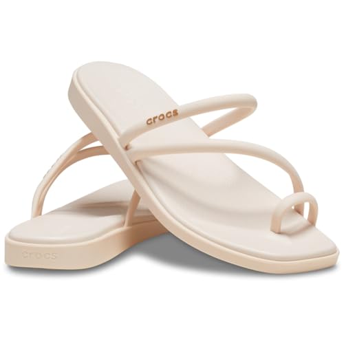Image of Crocs Women's Miami Toe Loop Sandals | Square Toe Flat | Flexible Straps | Croslite Foam Footbed