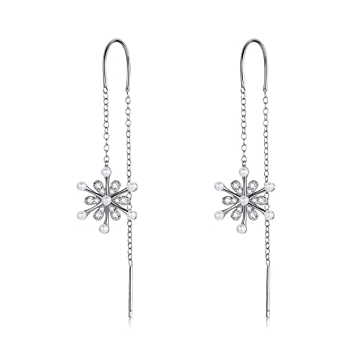 Boucles d'oreilles flocon de neige argent sterling 925 bijoux de fête femme