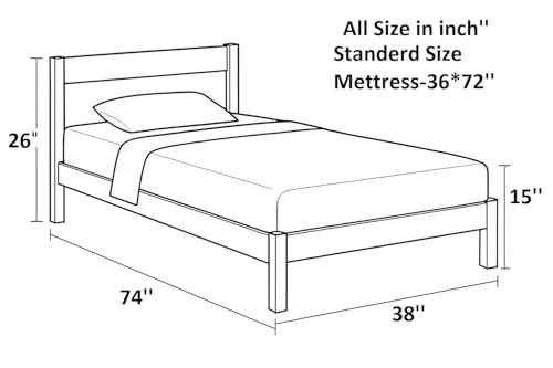 Image of KR Furniture Solid Sheesham Wood Single Bed | Wooden Cot Bed with Headboard | Strong & Durable Single Bed for Bedroom, Hostel, PG & Guest Room | Fits 72 x 36 Inch Mattress | Natural Finish