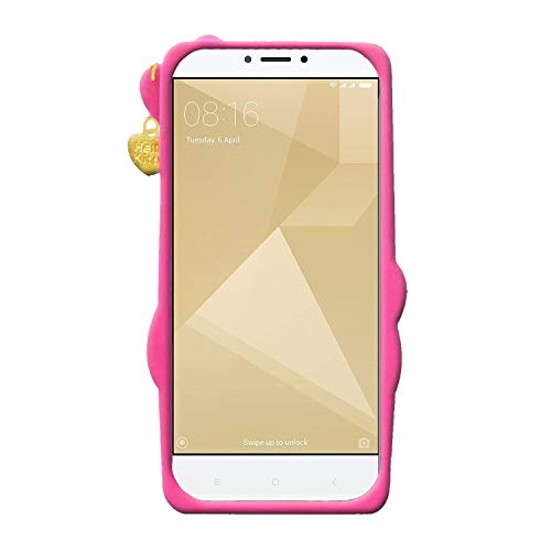 Image of Unirock Hello Kitty Back Case Cover for Redmi 4| 3D Cute Hello Kitty Case |Soft Silicone Rubber Back Cover with Pendant Kitty Cover for Redmi 4 (Pink)