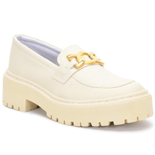 Mocassim Feminino Tratorado Blogueira Com Salto Plataforma (Nude, BR, Adulto, Numérico, 38)