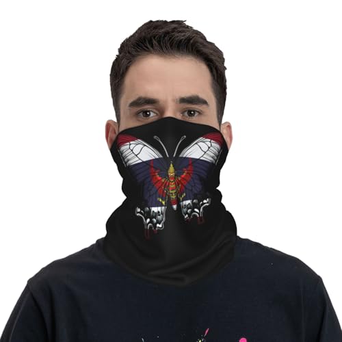 Thailand Thai Flag Butterfly Neck Gaiter Balaclava Face Mask for Men Women Patriotic Design Seamless Bandana Cover Scarf Headwear Headband Head Wrap White - Main Image