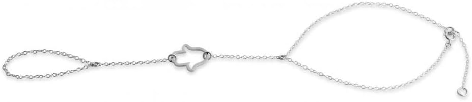 Azaggi Sterling Silver Hamsa Slave Ring Bracelet