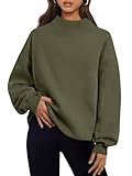 Trendy Queen Womens Oversized Sweatshirts Turtleneck Pullover Long Sleeve Hoodies Tops Fall Fashion Outfits 2026 Clothes ArmyGreen XL