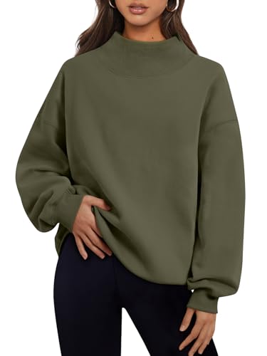 Trendy Queen Womens Oversized Sweatshirts Turtleneck Pullover Long Sleeve Hoodies